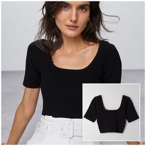 Aritzia, sculpt, black knit tee